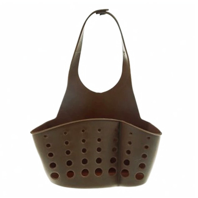 Кошик органайзер для кухонних губок та приладдя підвісний Ango харчовий силікон коричнева, фото 1