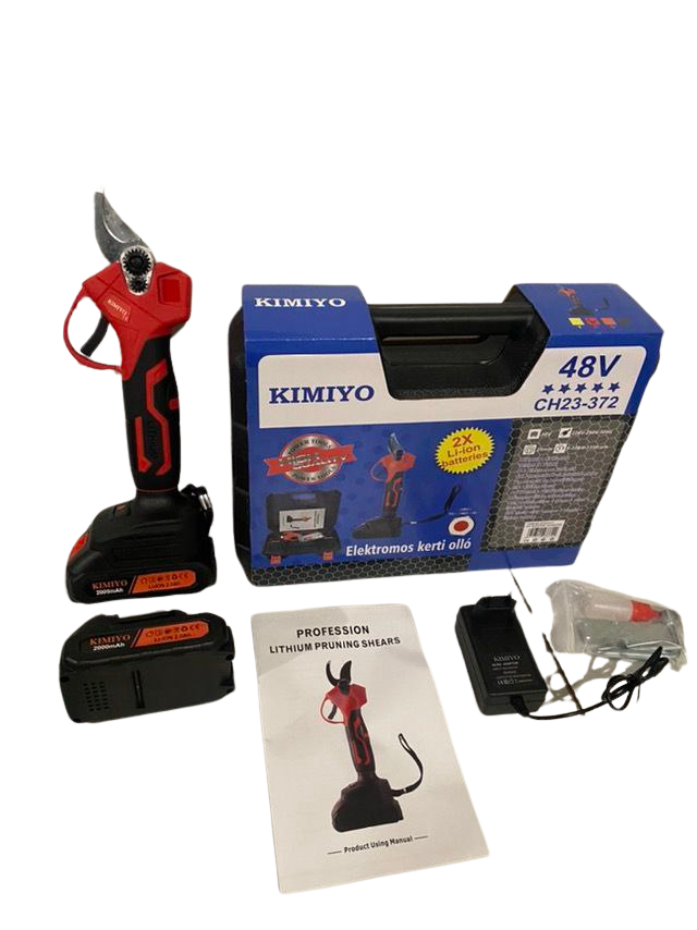 Акумуляторний секатор KIMIYO CH 23-372 червоний (2АКБ, 48В(18V) , 4AH), АКБ секатор, фото 1