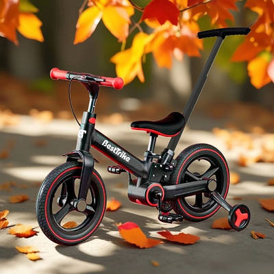 Дитячий велосипед трансформер біговел велик з ручкою двоколісний триколісний знімні педалі колеса гальмо