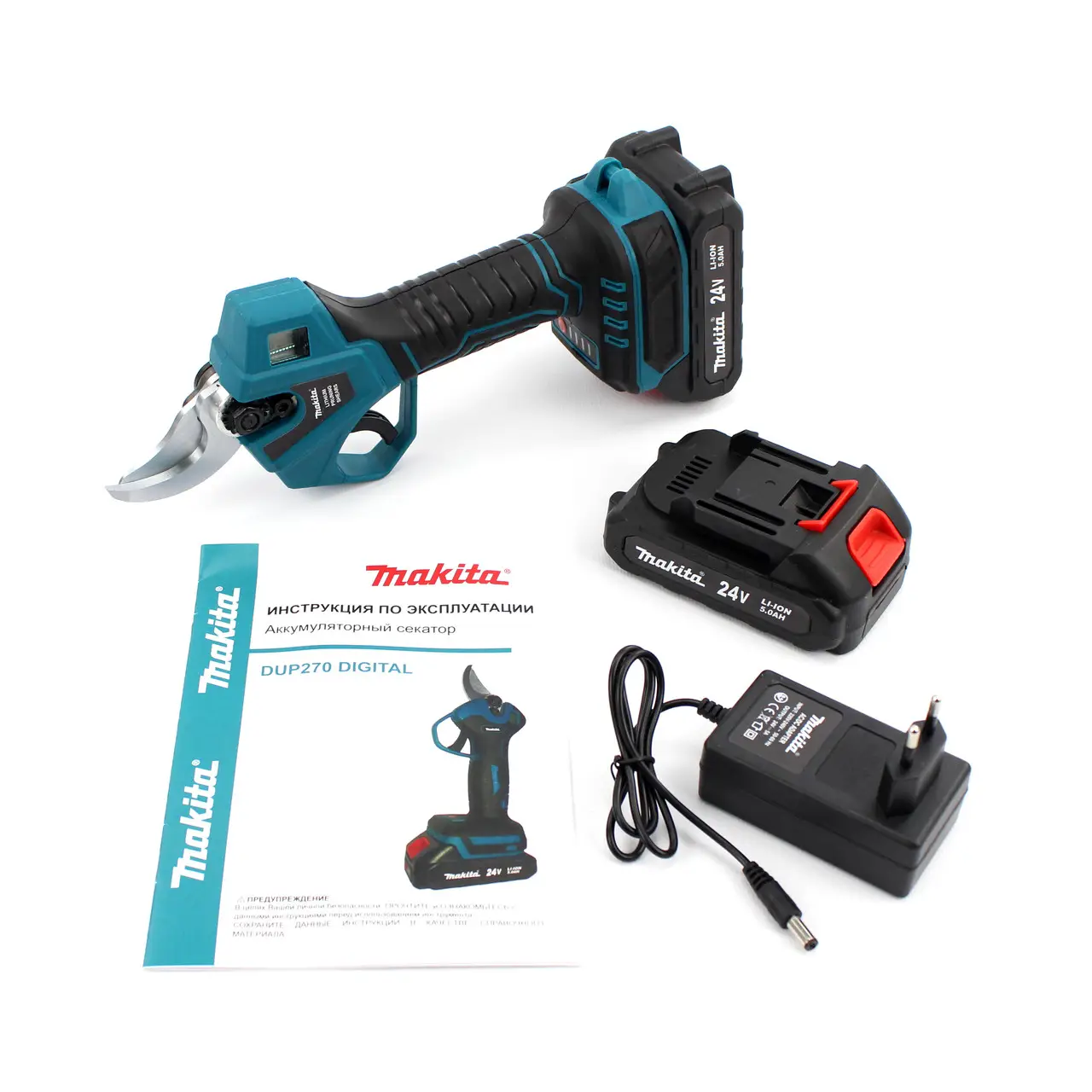 Акумуляторний секатор Makita DUP270 Digital (24V, 5AH) АКБ секатор Макіта, фото 1