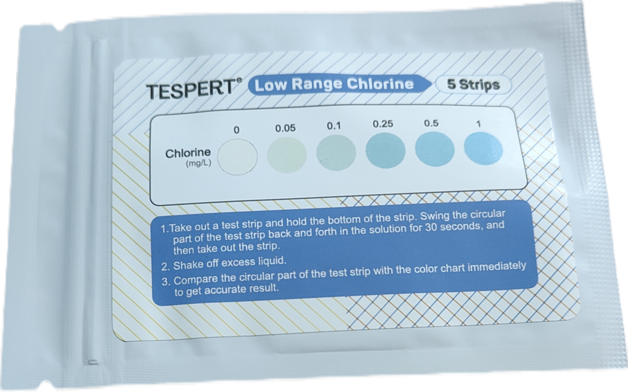 Тест-смужки для води Tespert: хлор низького діапазону 5 шт/уп. Англія
