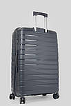 Велика пластикова валіза Tourist P800-1-GR темно-сіра, фото 4
