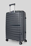 Велика пластикова валіза Tourist P800-1-GR темно-сіра, фото 5