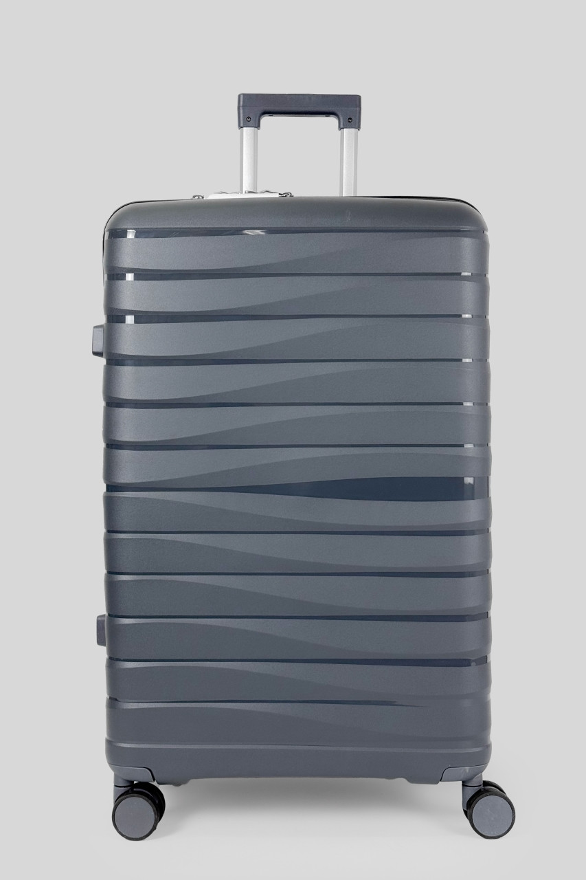 Велика пластикова валіза Tourist P800-1-GR темно-сіра, фото 1