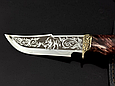 Подарунковий мисливський ніж з гравіюванням "Буйвол" в піхвах з натуральної шкіри ручна робота, фото 4