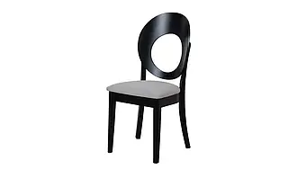 Стілець Емілі чорний масив дерева 450x480x950 тканина сіро-бежева