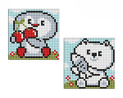 Набір з алмаз.мозаїкою"Пінгвін та ведмежатко"9х9см,на магніт.осн.для дітей№AMG1092/Ідейка/