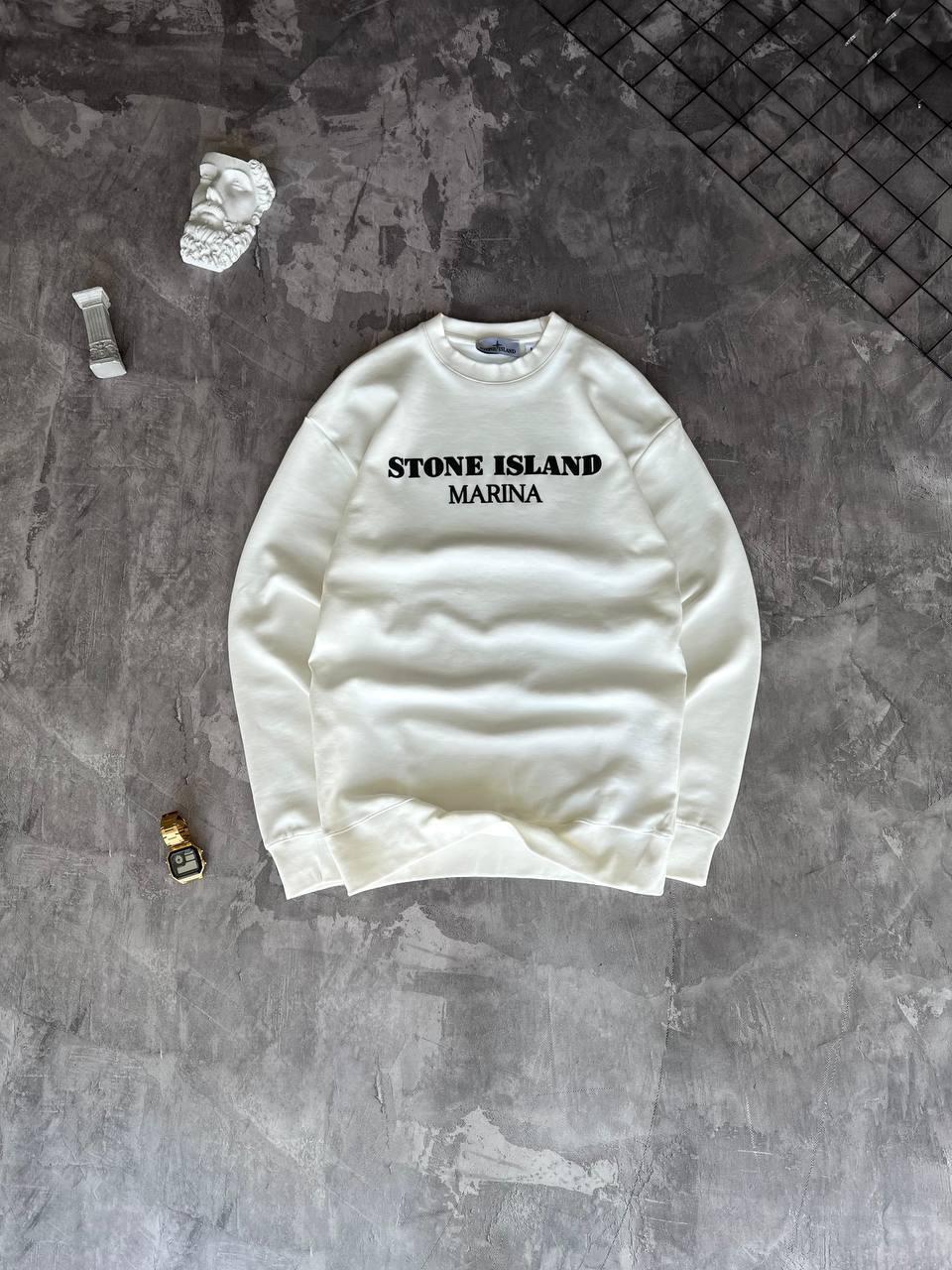 Світшот білий кофта весна-осінь без капюшона фірмова Stone Island