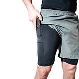 Компресійні шорти для RDX MMA T16 2-в-1 GREY/BLACK-S, фото 5