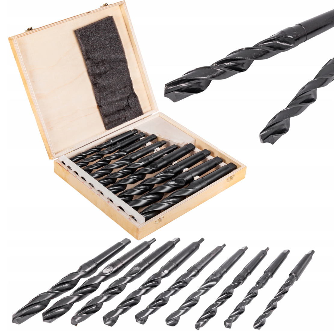 Набір свердел Silver з конічним кінцем Морзе 2 Ø14.5-30 мм 9шт S10421, фото 1