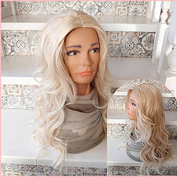 Перука довга з пробором з термоволокна пшеничний блонд CXD 889-24ВТ613
