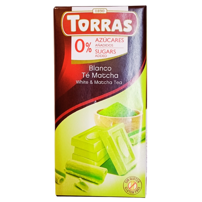 Шоколад Torras Білий з матча-чаєм без доданого цукру 75 г, фото 1