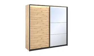 Шафа-купе 2-дв Квант із дзеркалом дуб артизан/чорний з підсвіткою