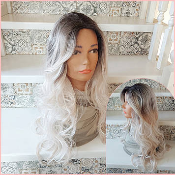 Перука довга з пробором з термоволокна блонд омбре CXD 889Y-YS6/BLONDMIX