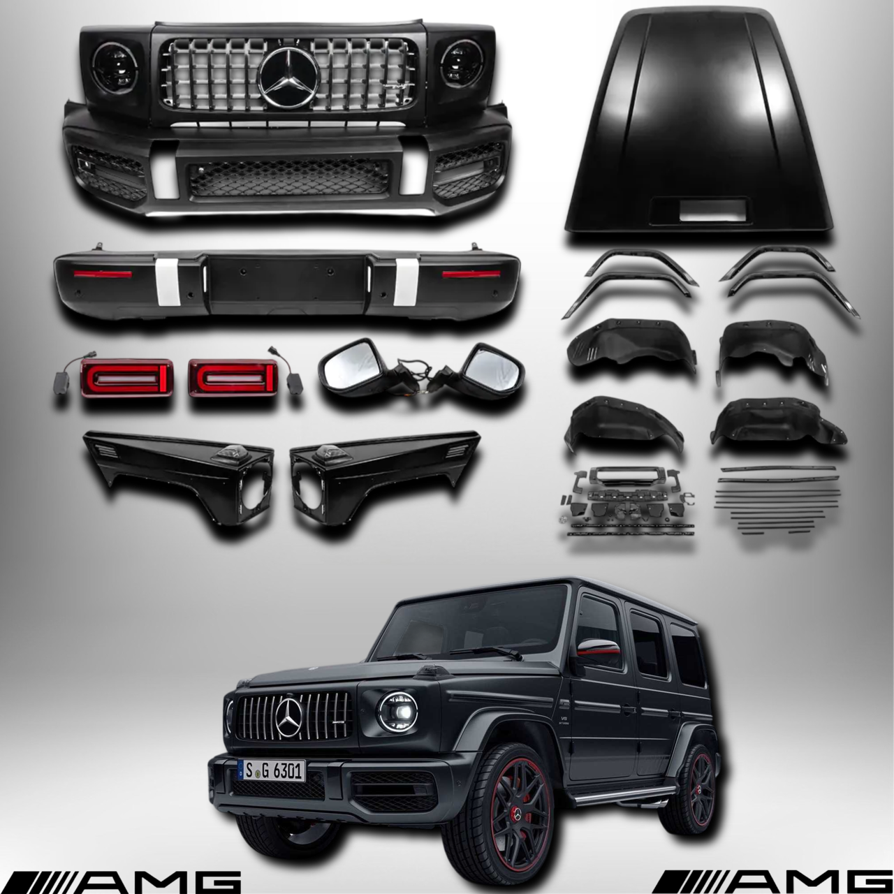 Автомобільний обвіс комплект рестайлінгу G63 AMG для Мерседес G клас W463 Mercedes G class W463 1990-2018 г, фото 1