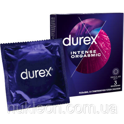 Популярний! Презервативи Durex Intense Orgasmic рельєфні з стимулюючим гелем-змазкою 3 шт. (5052197056068) - Краща якість тільки