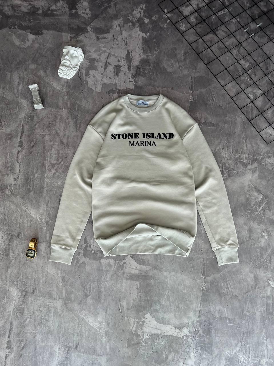 Світшот кофта сірий весна-осінь без капюшона фірмова Stone Island
