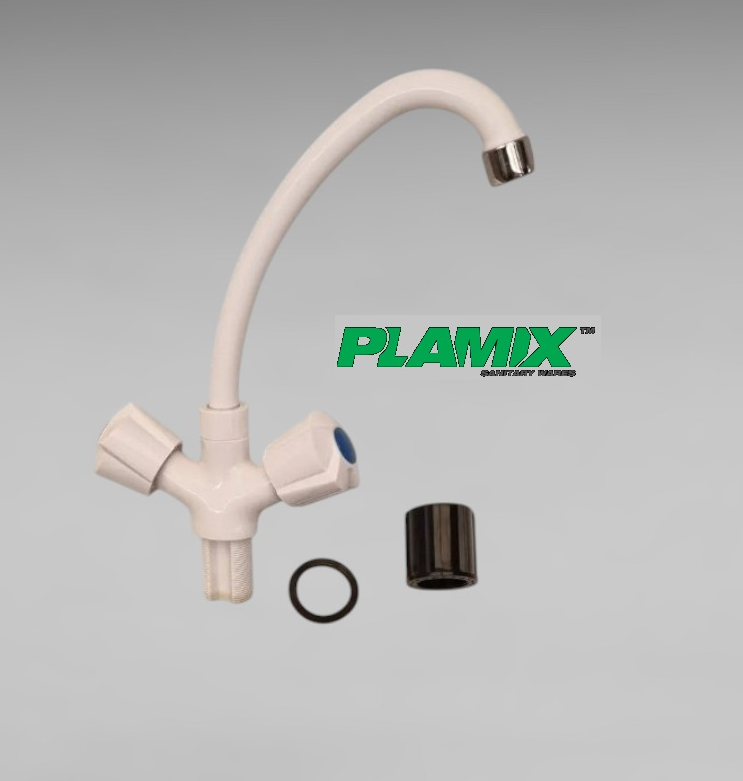 Змішувач на мийку для кухні білий без шлангів PLAMIX AMA-271