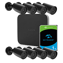 Комплект ip відеоспостереження AJAX на 8 вуличних камер Ajax BulletCam (5 МП/2.8 мм) S85 + HDD 1Tb