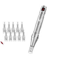 Апарат для мезотерапії Dermapen  Сріблястий + 10 картриджів
