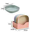 Тарілки з екологічних матеріалів 11х3 см різних кольорів з підставкою 10 шт, фото 7
