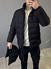 Чоловіча куртка чорна весняна осіння Куртка з капюшоном демісезонна утеплена, фото 6
