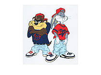 Аплікація пришивна колір білий "Багз Банні та Таз" 18×20 см