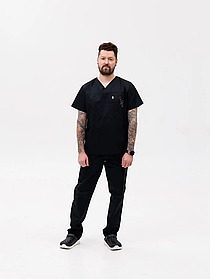 Медичний костюм Мадрид Чорний (Вишивка робот)