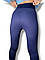 Жіночі лосини еластичні в рубчик з високим широким поясом без утеплення демісезон 99-101см сині розмір S, фото 2