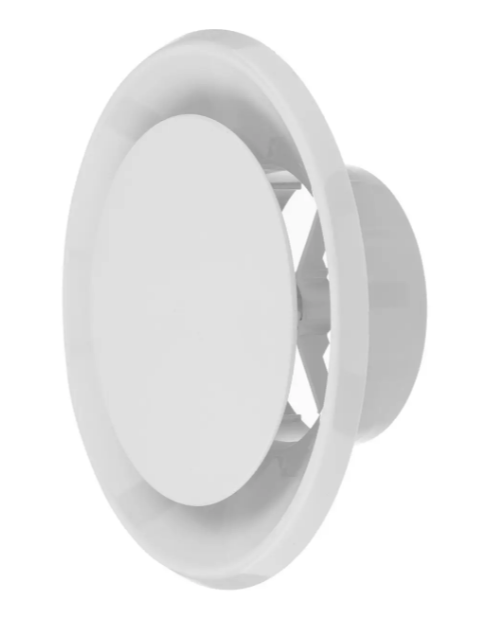 Анемостат ПВХ пластиковий з фланцем та пружинним кріпленням 125 мм