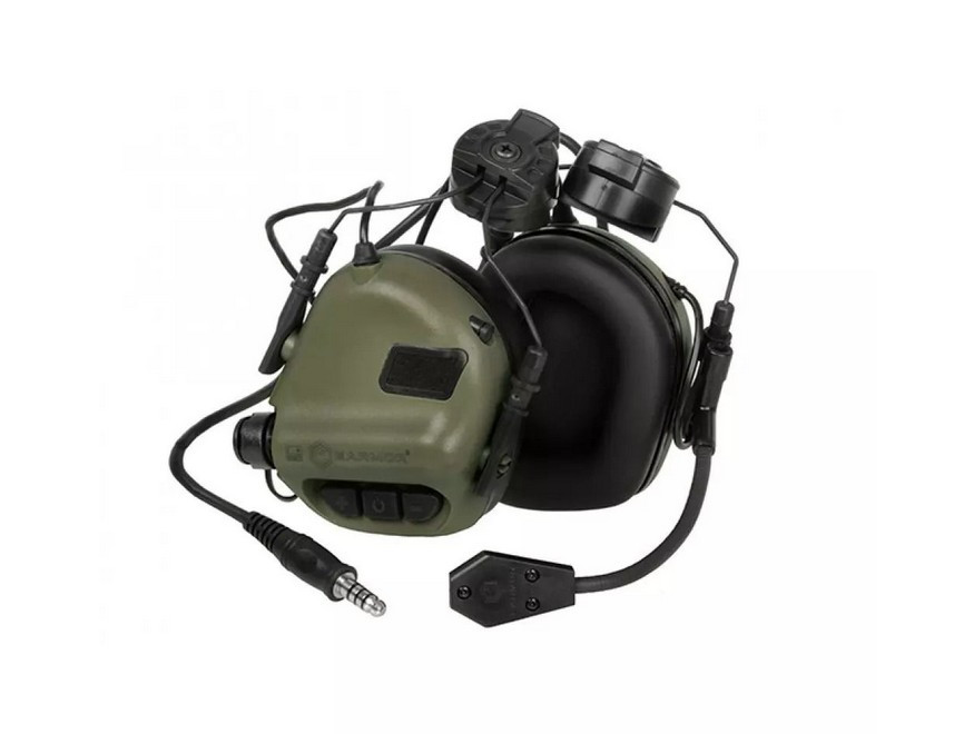 Тактичні навушники EARMOR M32Н Olive з кріпленням для шоломів FAST
