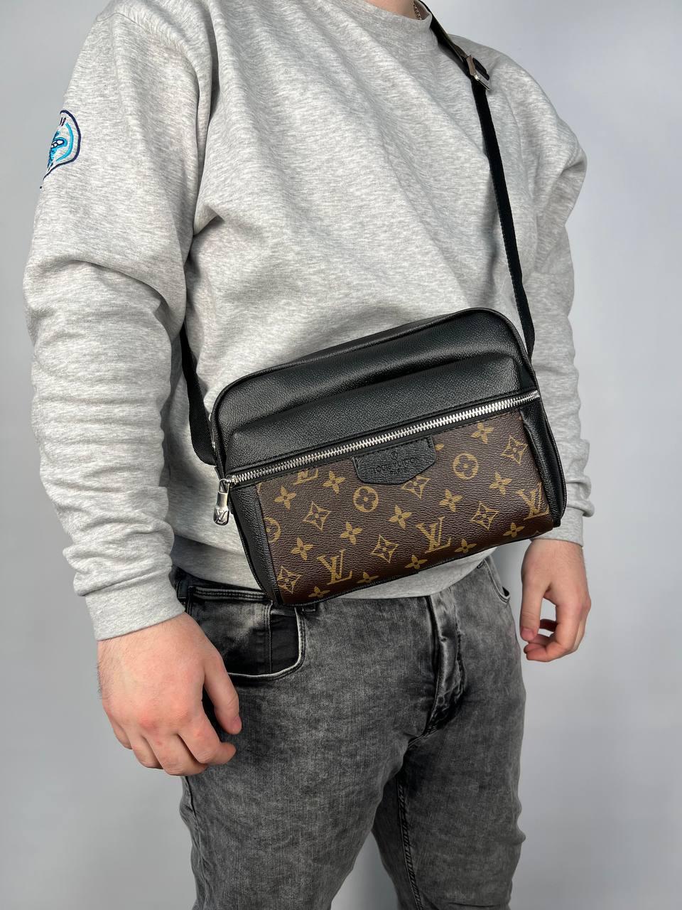 Шкіряна чоловіча сумка-месенджер Louis Vuitton коричнева Сумка-барсетка через плече луї вітон хлопцю, фото 1
