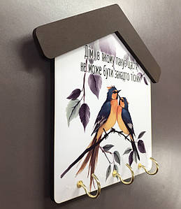 Настінна ключниця з дерева "Птахи" 20 х 20 см