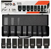 Набір ударних торцевих головок 3/4" YATO YT-1155 (8 шт.)