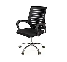 Офісне чорне крісло Фіджі TILT 6109b, комп'ютерне компактне крісло на коліщатках