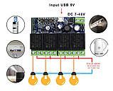 Wi-Fi реле 4 канали 7-32 в USB 5 в з пультом, Сухий контакт Ewelink, фото 6