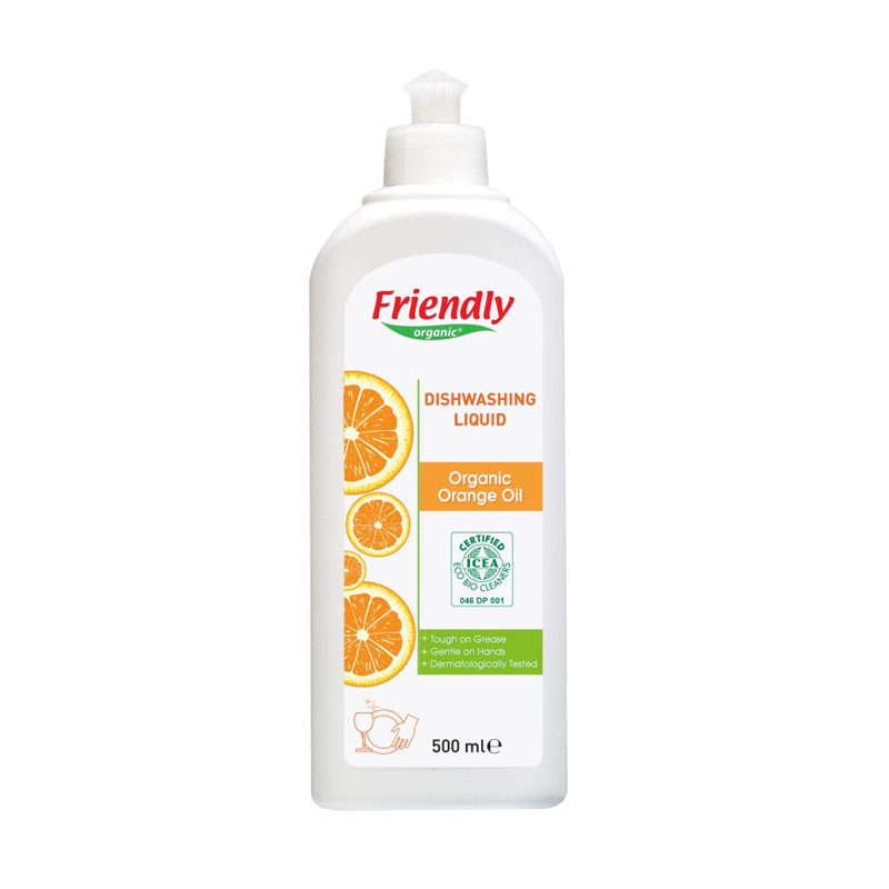 Органічний засіб для миття посуду FRIENDLY ORGANIC 500мл, Апельсинове масло, фото 1