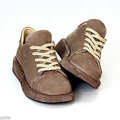 Мега стильні туфлі автоледі натуральна замша колір візон