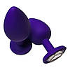 Анальна пробка силіконова фіолетова з прозорим каменем Purple Anal Plug Розмір L, фото 5