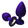Анальна пробка силіконова фіолетова з прозорим каменем Purple Anal Plug Розмір L, фото 8