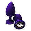 Анальна пробка силіконова фіолетова з прозорим каменем Purple Anal Plug Розмір L, фото 9