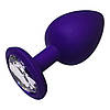 Анальна пробка силіконова фіолетова з прозорим каменем Purple Anal Plug Розмір L, фото 6