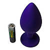 Анальна пробка силіконова фіолетова з прозорим каменем Purple Anal Plug Розмір L, фото 3