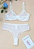 Жіночий комплект білої білизни трусики та ліфчик з кісточками, фото 2
