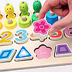 Логічна іграшка для навчання дитини Сортер рибалка 2 в 1 Витягни рибку на вудку Розстав фігурки по місцях, фото 6