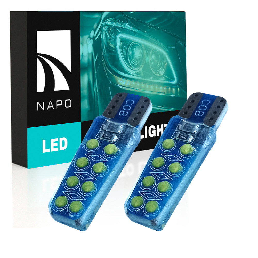 Комплект світлодіодних ламп NAPO LED T10-COB16-Silic W5W T10 колір світіння білий 2 шт