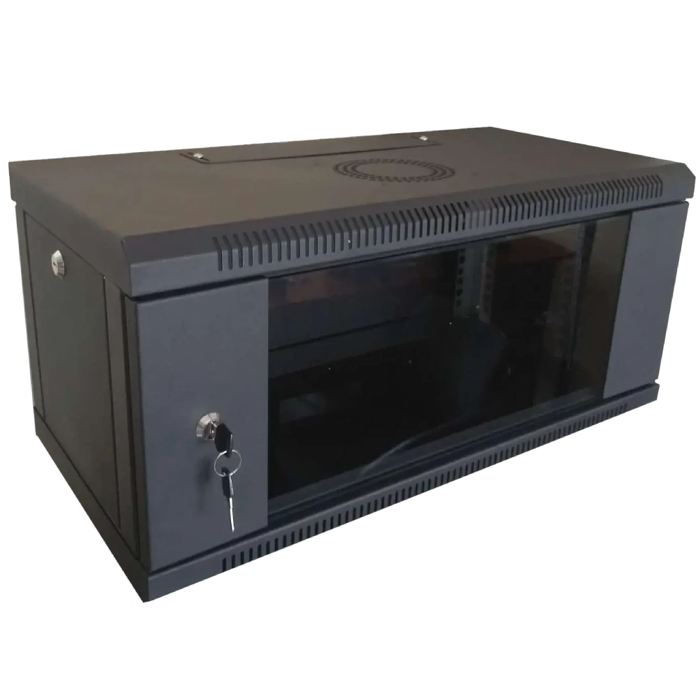 Hypernet WMNC-35-6U-FLAT-BLACK Шафа коммутаційна настінна 6U 600x350 розбірна чорна, фото 1