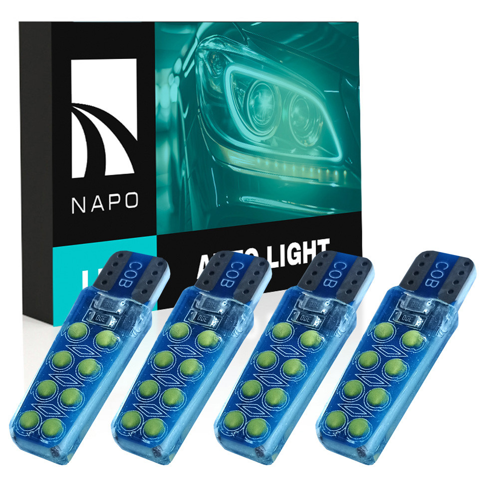Комплект світлодіодних ламп NAPO LED T10-COB16-Silic W5W T10 колір світіння білий 4 шт, фото 1
