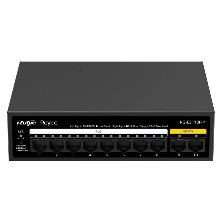 Ruijie Reyee RG-ES110F-P PoE Комутатор 10 портів некерований, фото 1