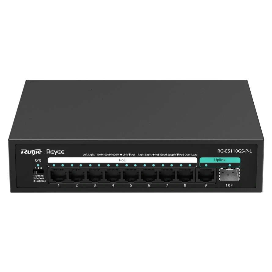 Ruijie Reyee RG-ES110GS-P-L PoE Комутатор 10 портів некерований, фото 1
